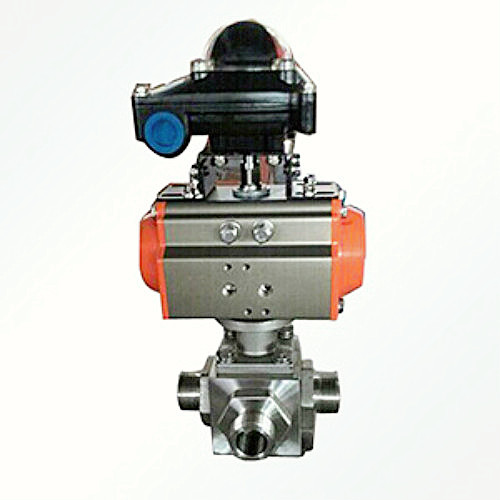 Pneumatic four-way ball valve