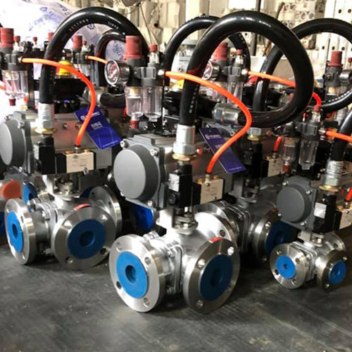 pneumatic three way ball valves T type