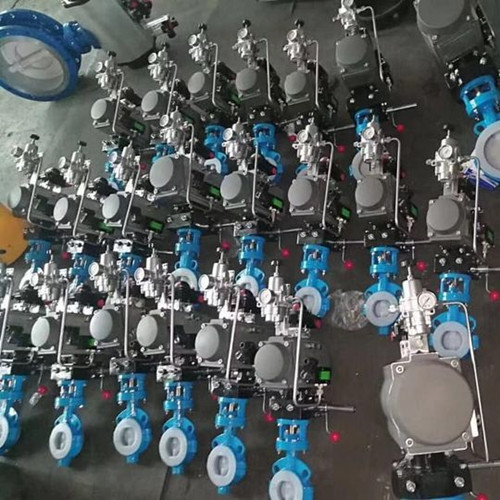 Butterfly valves with spring return pneumatic actuator,