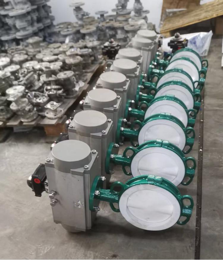  pneumatic FEP lined butterfly valves