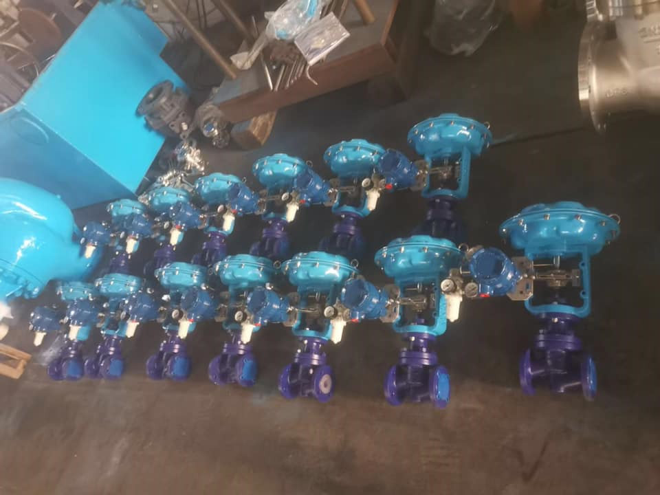 Pneumatic control valves double seated type