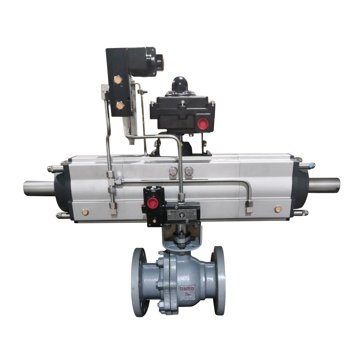 Pneumatic ball valve with 3 position actuator