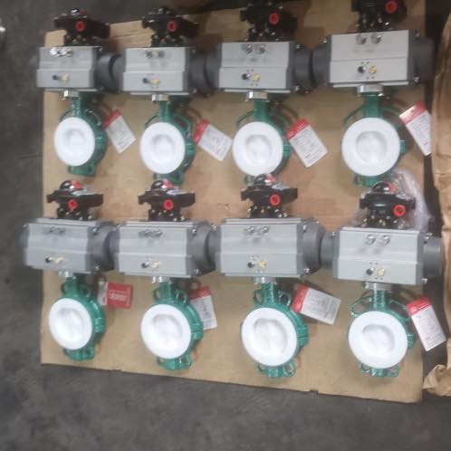 Remote control spring return pneumatic butterfly valves with limit switch