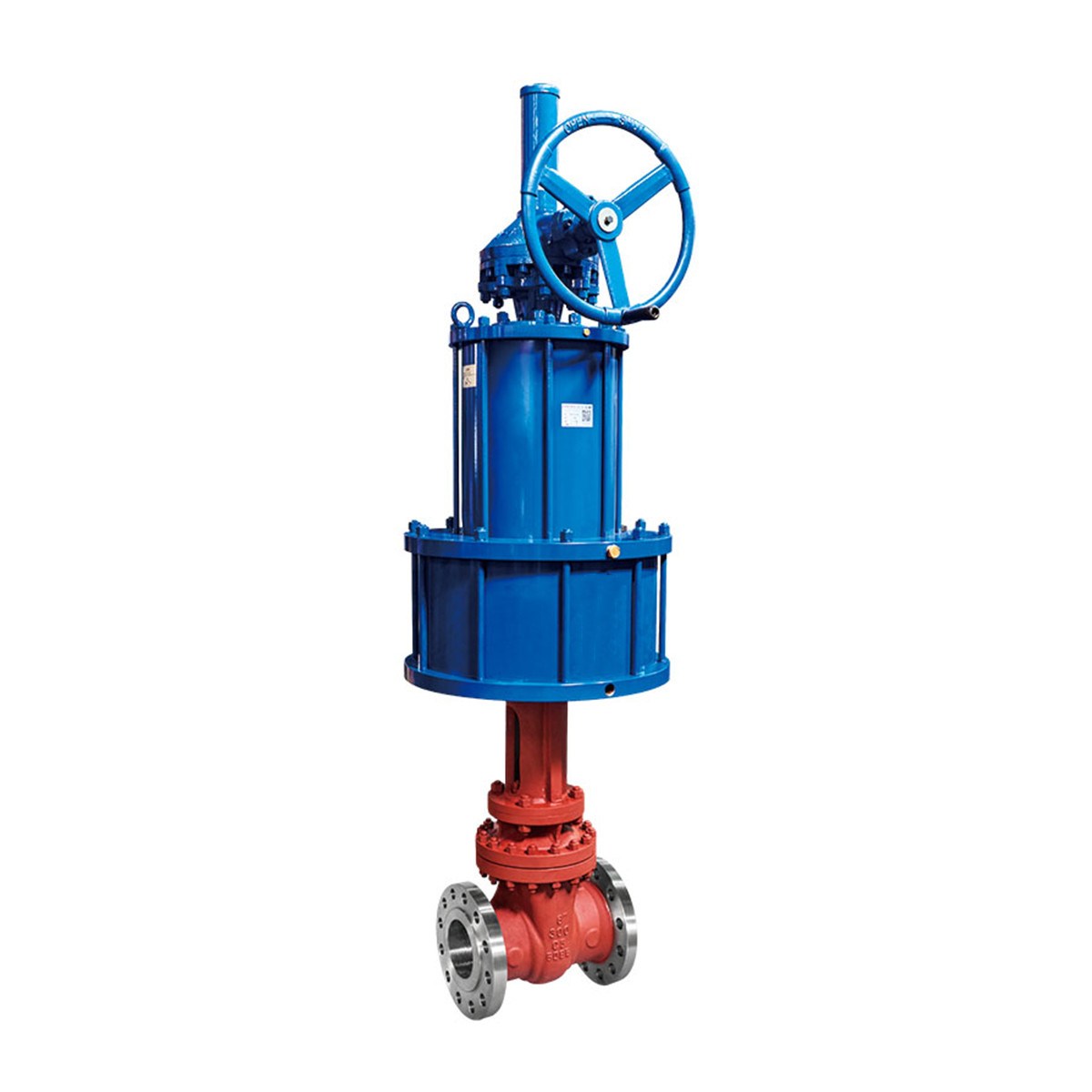 Pneumatic operated gate valve with manual override 
