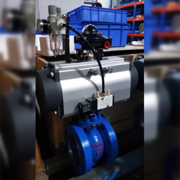 pneumatic v-notch ball valves double flanged