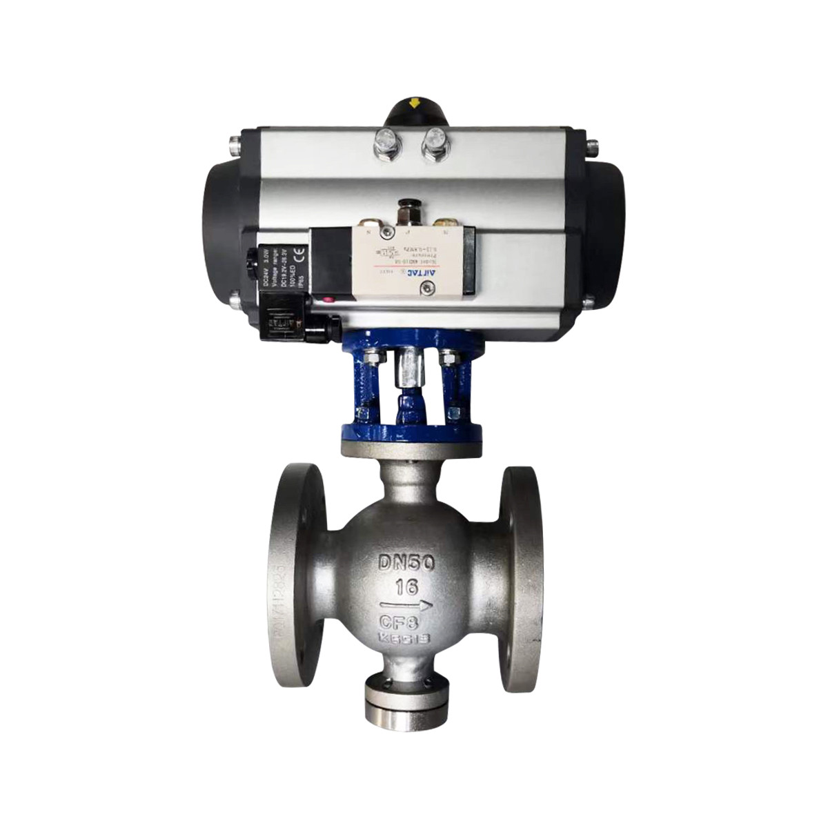 Pneumatic segmented ball valve